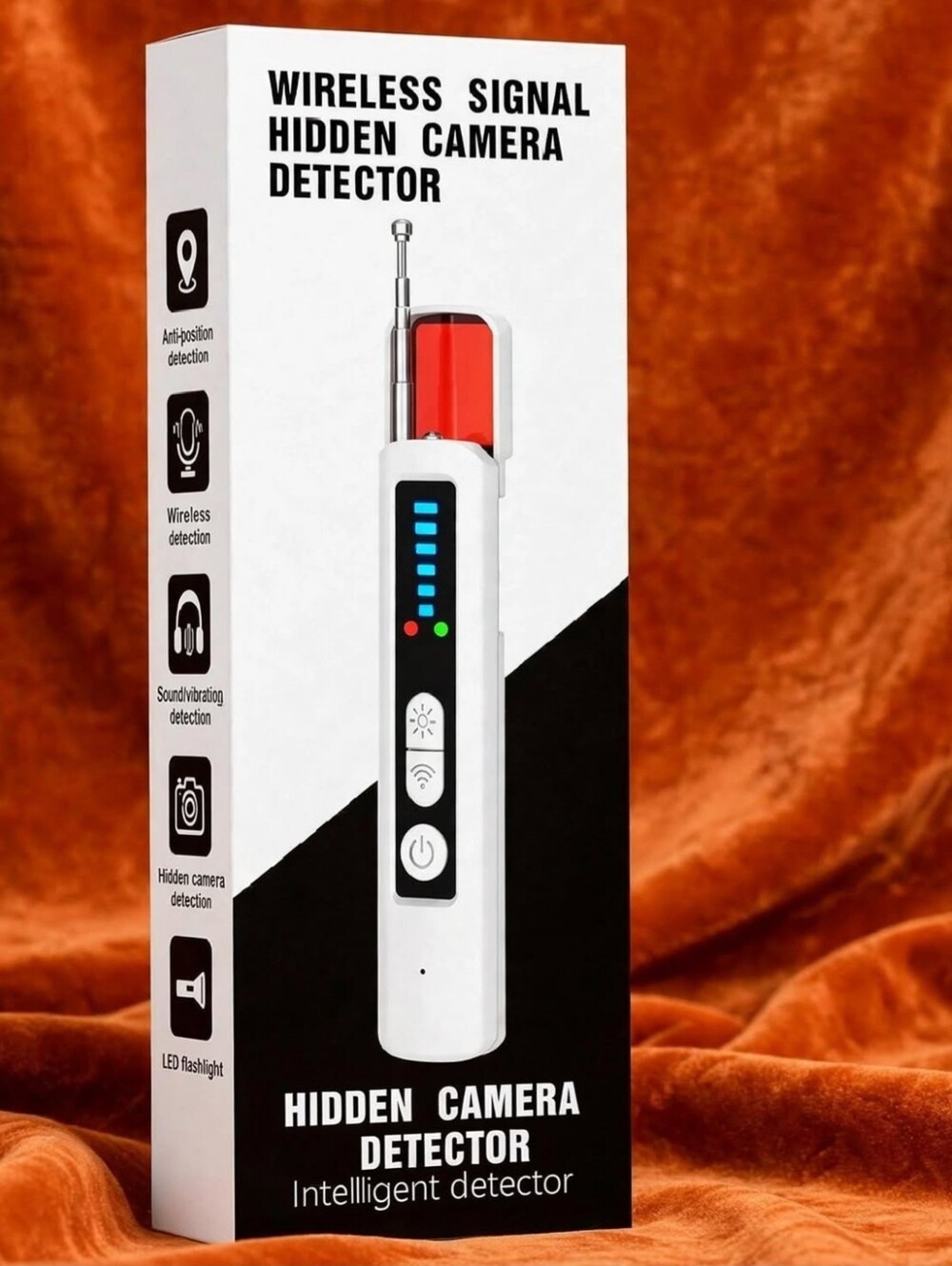 Portable Anti-Spy Hidden Camera Wireless RF Signal Detector, GPS Bug Scanner